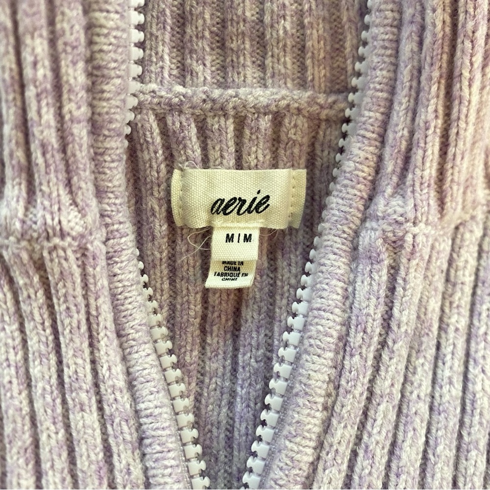 aerie late-night quarter zip sweater in lilac - Picture 6 of 6